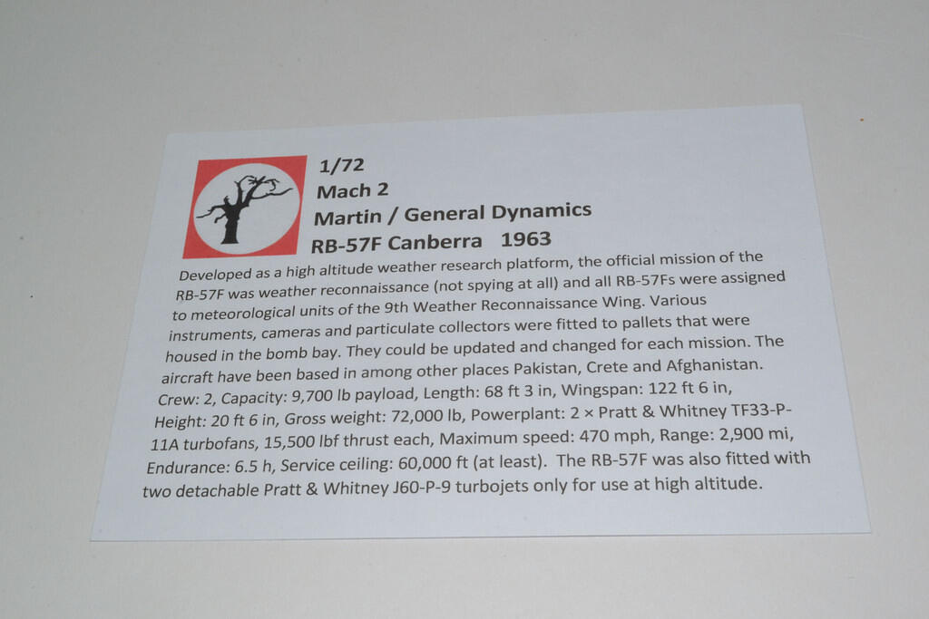 Martin/General Dynamicsl RB-57F Canberra 1963